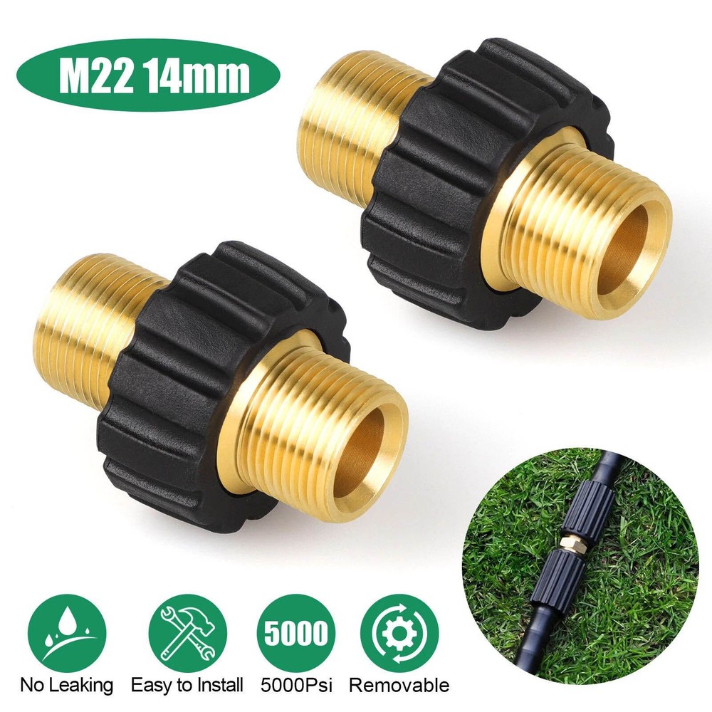 2 x Pipe Hose Adapter Pressure Washer Connector With 14mm Inner Thread