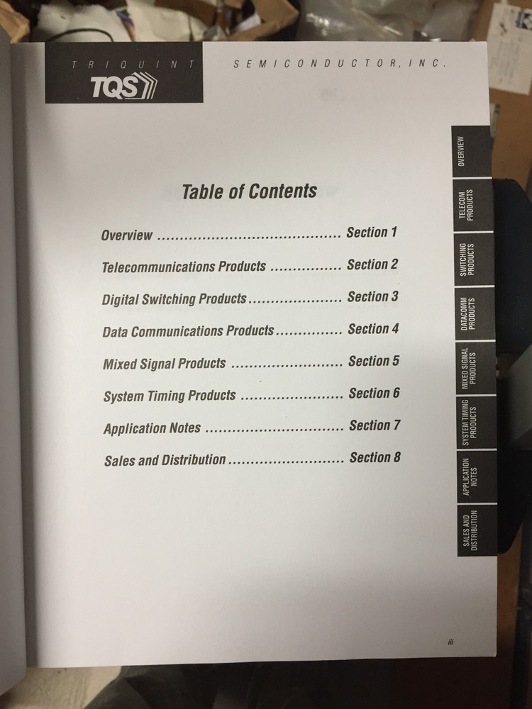 Data Book = TriQuint Datacom Telecom Wireless Timing Semiconductor Products 1998