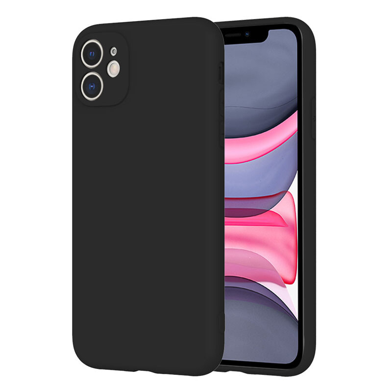 iPhone 11 Liquid Silicon Black Case, Shockproof Full Protective Case
