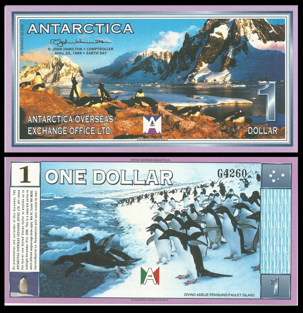 ANTARCTICA $1 DOLLAR 1999 UNC Penguins
