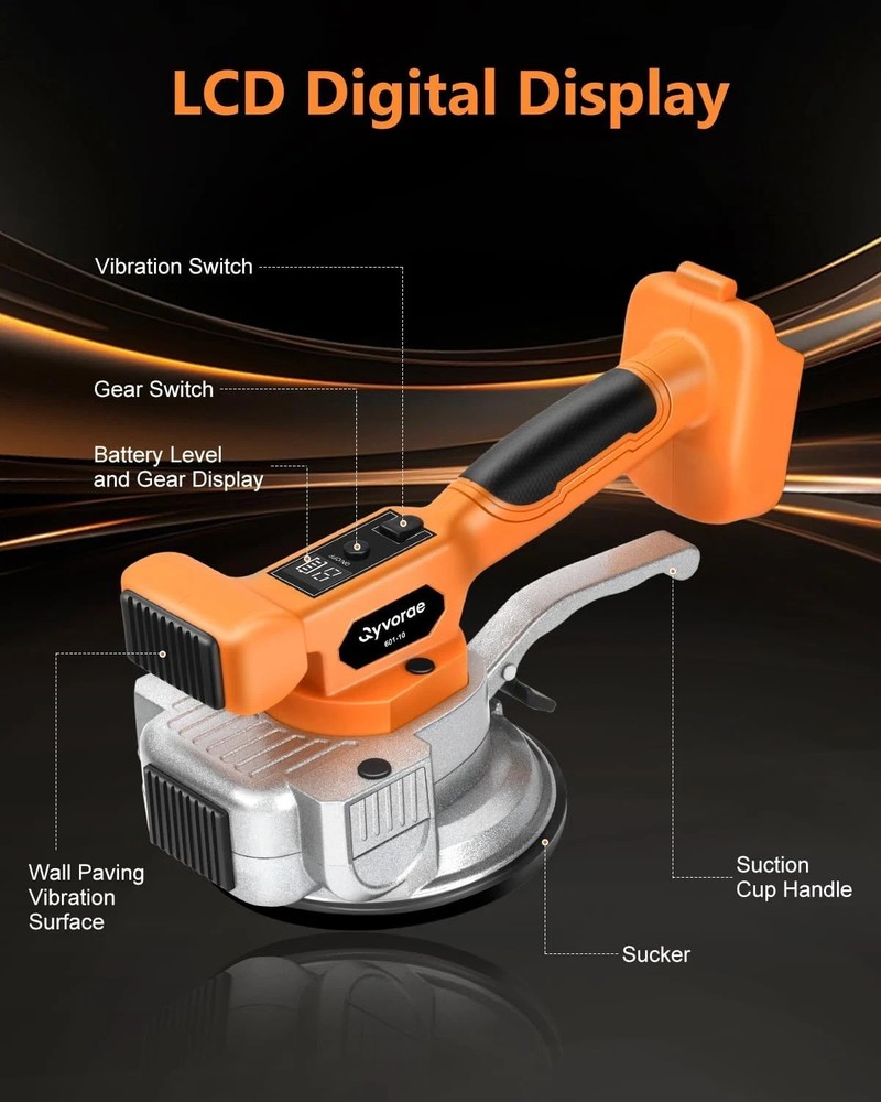 Tile Vibration Tool, Portable Cordless Tile Vibration Leveling Machine with 2 Ba