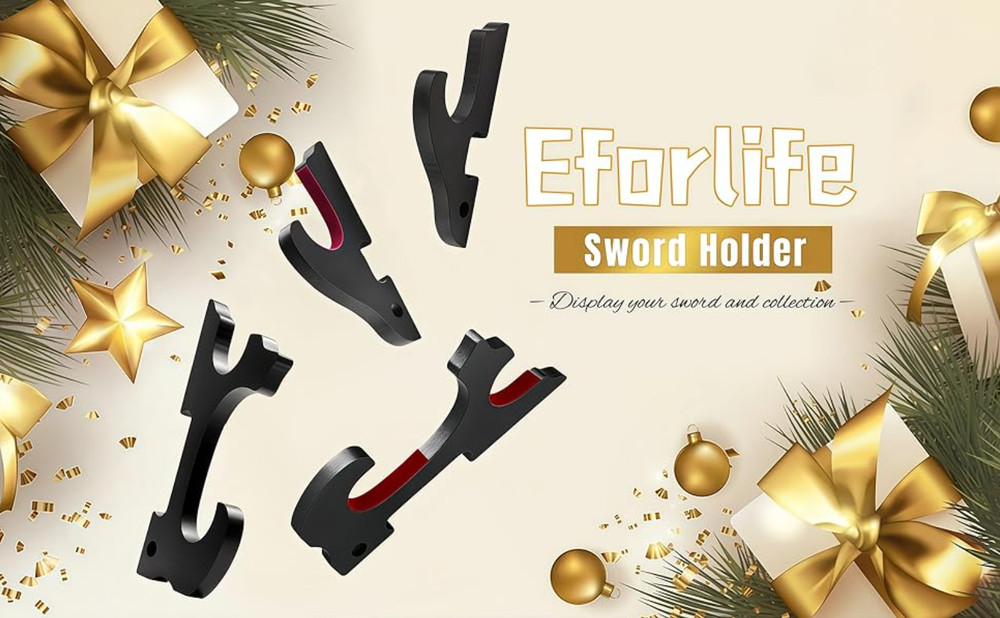 2/Set Sword Hook Wall Mount Samurai Sword Hanger Display Holder Adjustable for..