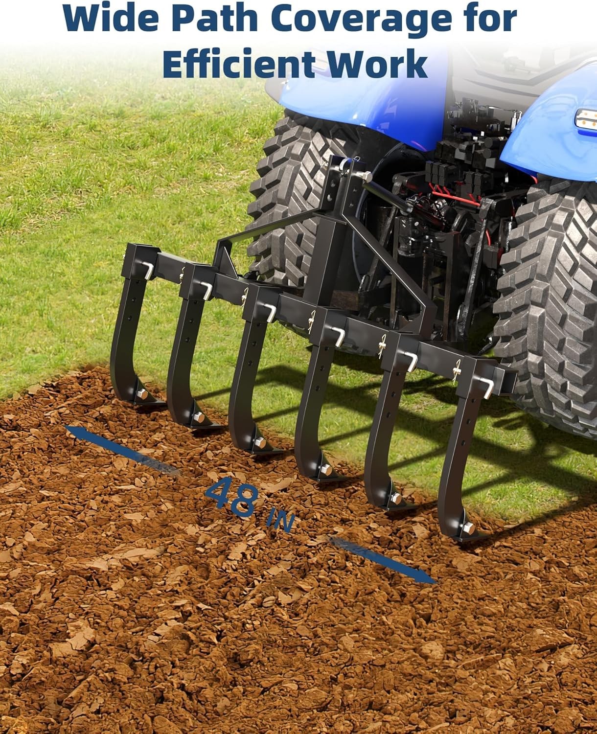 48" Multi-Purpose Plow Cultivator, 3 Point w Adjustable Shanks for Lawn Tractors