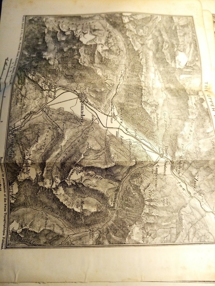 Cr14 Ephemera 1910 folded map the upper engadine Switzerland