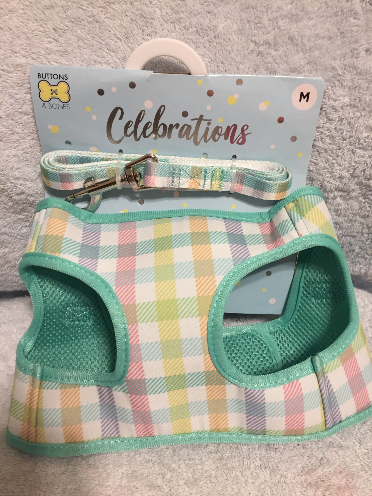 Easter Spring Dog Harness & Leash Pastel Colors Medium Chest 20-24" Up To 20LBS.