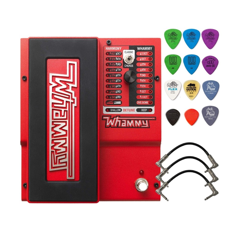 Digitech Whammy 5 Pitch Shift Pedal Bundle with 3 Patch Cables and Dunlop Var...