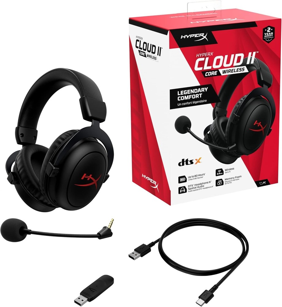 HyperX Cloud II Core Wireless Gaming PC Headset DTS Headphone:X Spatial Audio