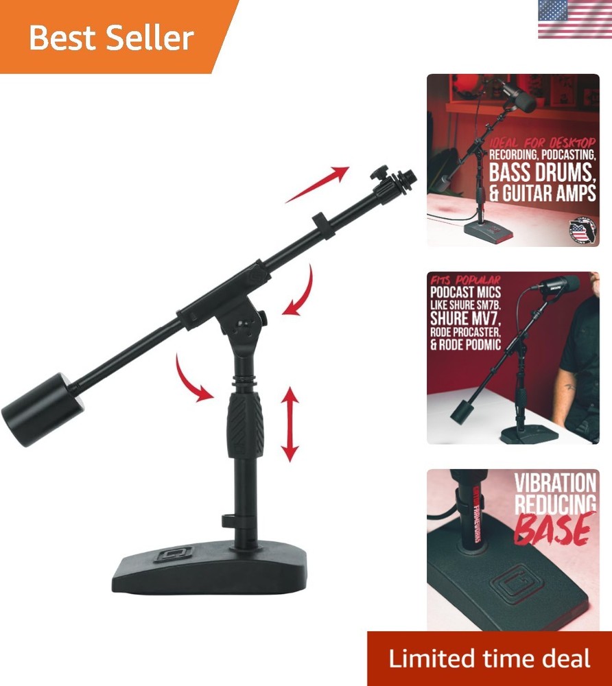 Compact Short Weighted Base Mic Stand for Recording & Streaming Excellence