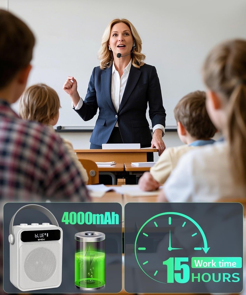 SHIDU Voice Amplifier with Wireless Microphone Headset.