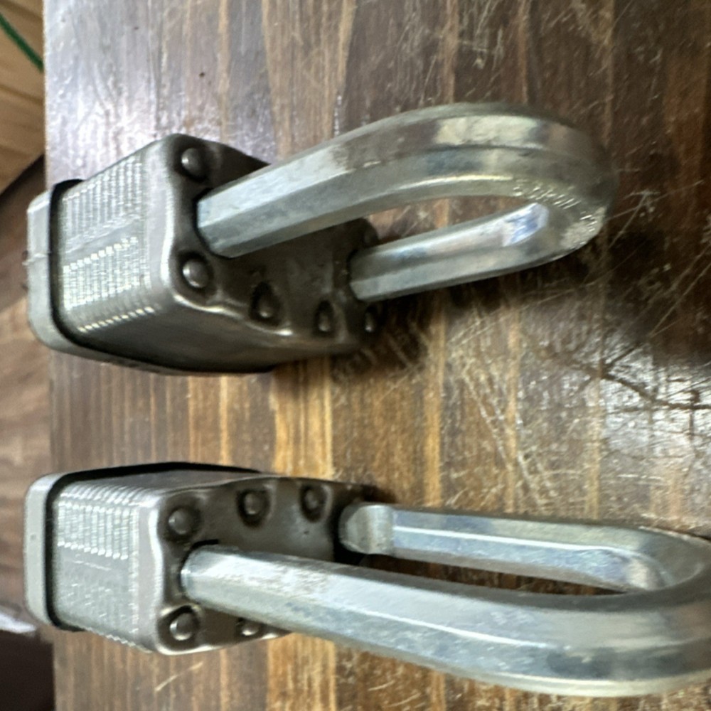 2 large master locks with one key fits both