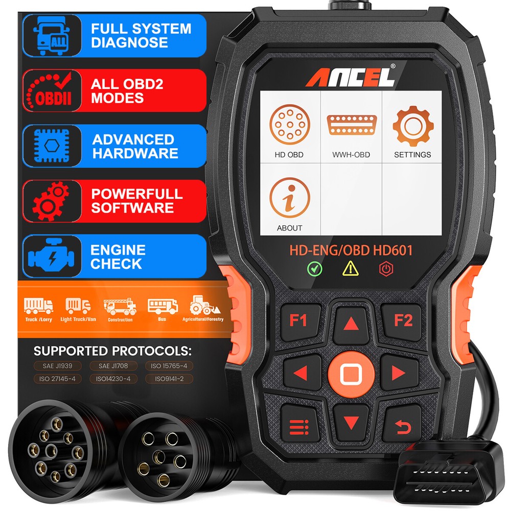 ANCEL HD601 Heavy Duty Truck Scanner Diagnostic Tool Code Reader Reset DPF ABS