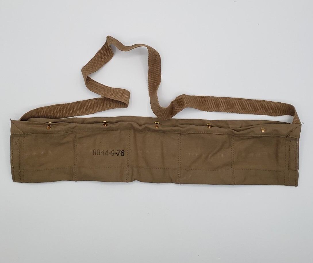 .762 / 8mm Cloth Bandolier 5 Pocket 50rd Khaki Dated 1976