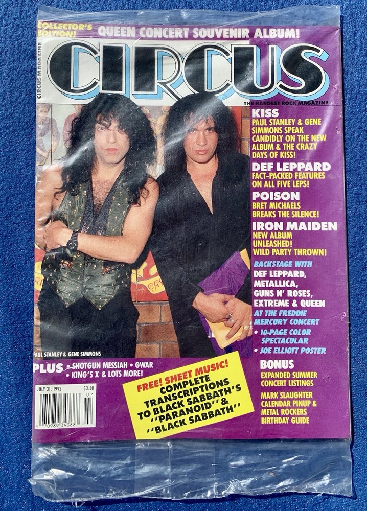 Circus  Magazine July 1991 Newstand Mint Unopened Gene Simmons  Kiss Queen Rare
