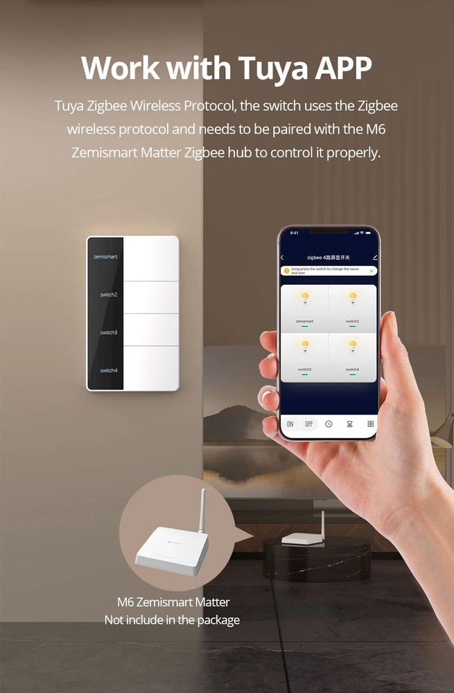 ZigBee Custom Display Name Smart Push Light Switch/AU SAA RCM/Apple Alexa Google