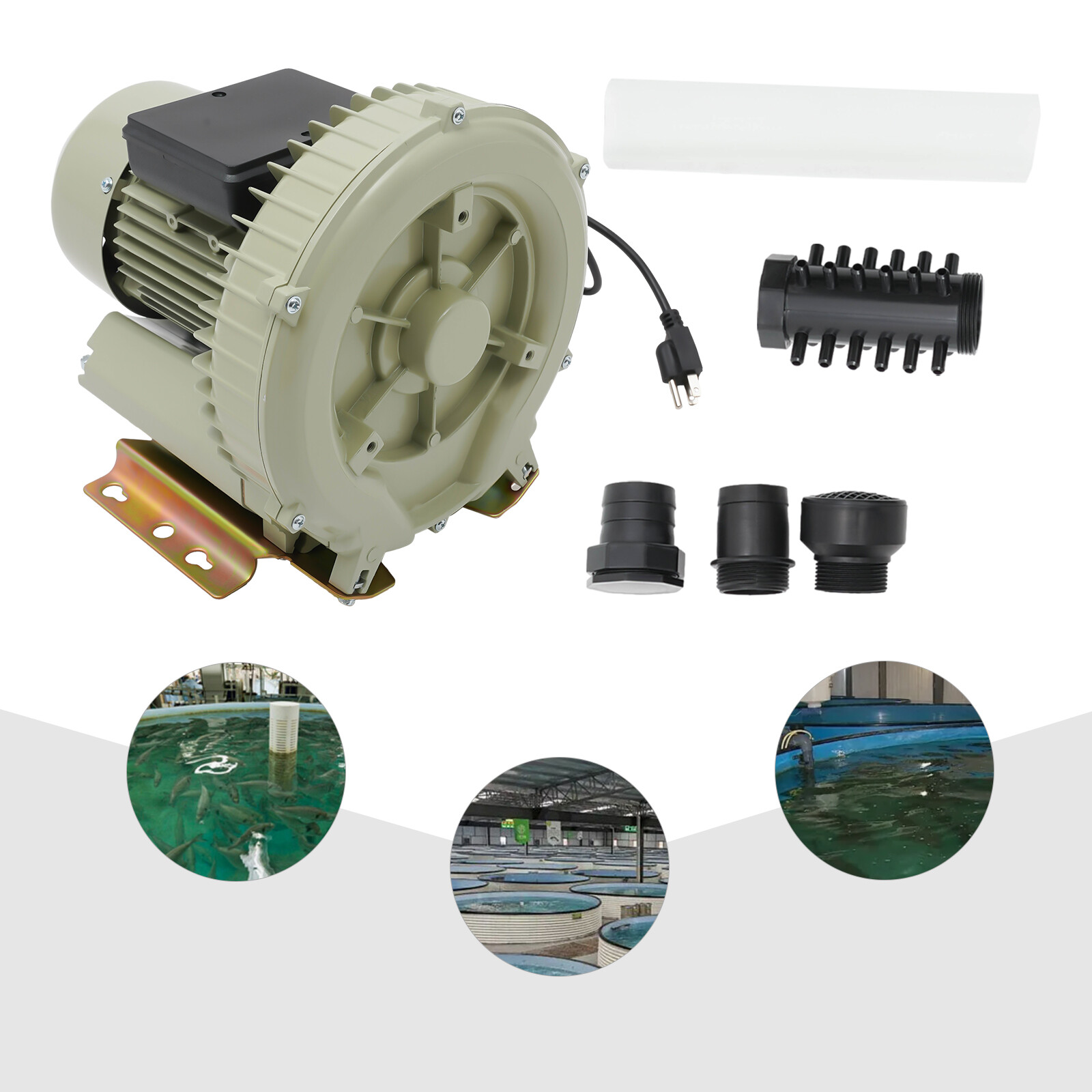 110V Industrial Fish Pond Tank Air Pump Blower Oxygen Aerator 370W 12kpa Durable