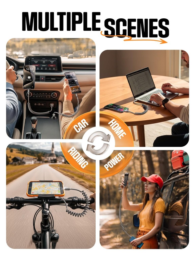 LISEN Coiled USB C Cable, 2 Pack for Android Auto & CarPlay 4FT, Space Gray