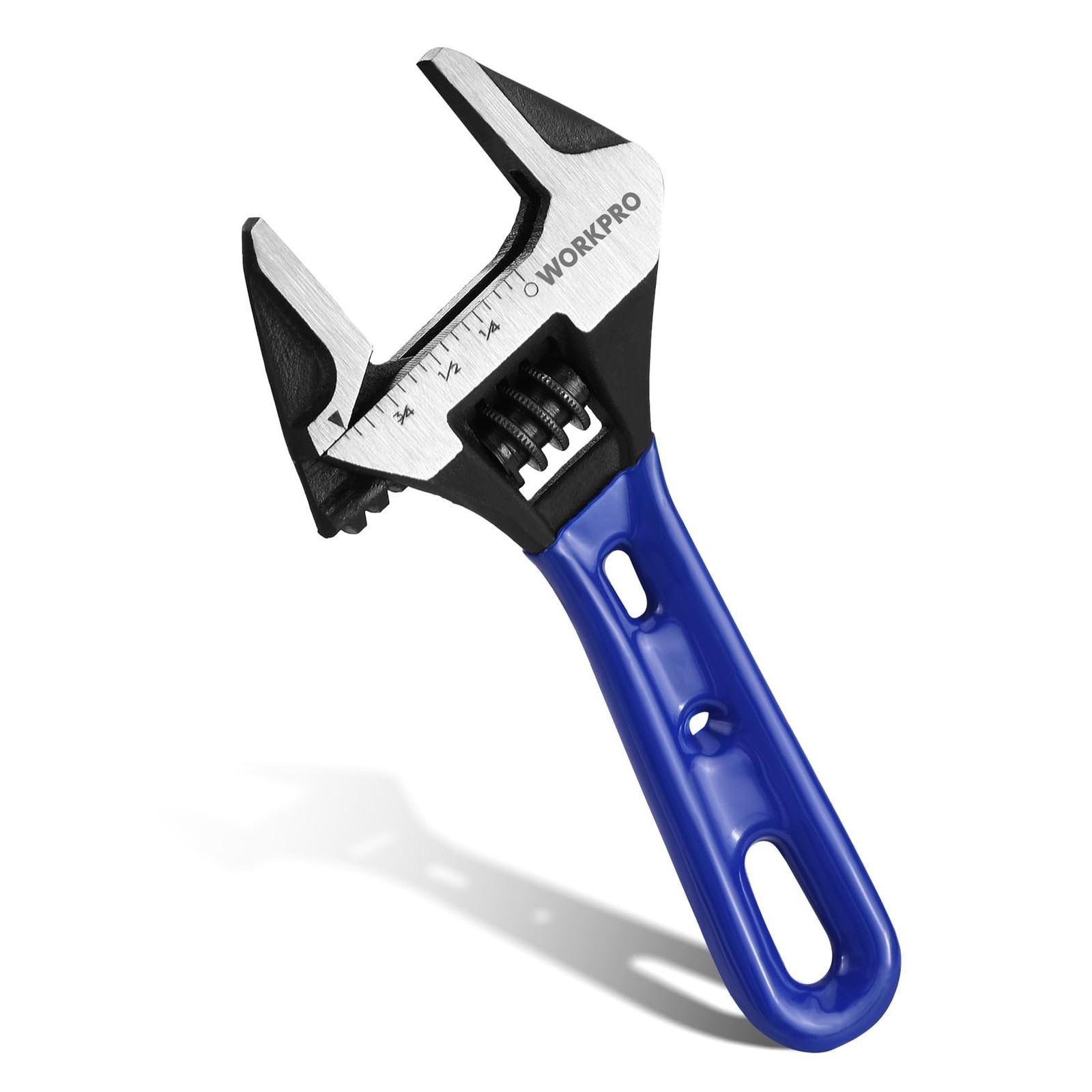WORKPRO 4-inch Stubby Adjustable Wrench Extra Wide Jaw Opening Wrench Metric/SAE