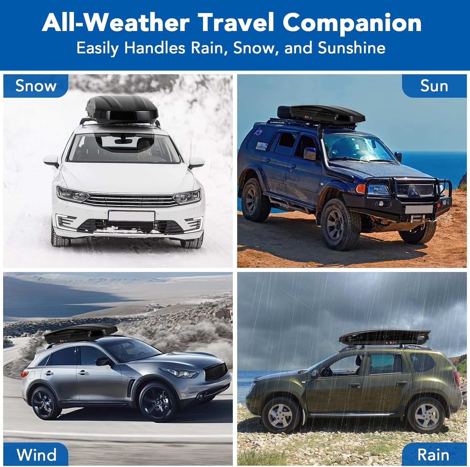 XXL 17 Cu. Ft Car Top Cargo Carrier Vehicle Roof Mount Luggage Storage Box W/Key