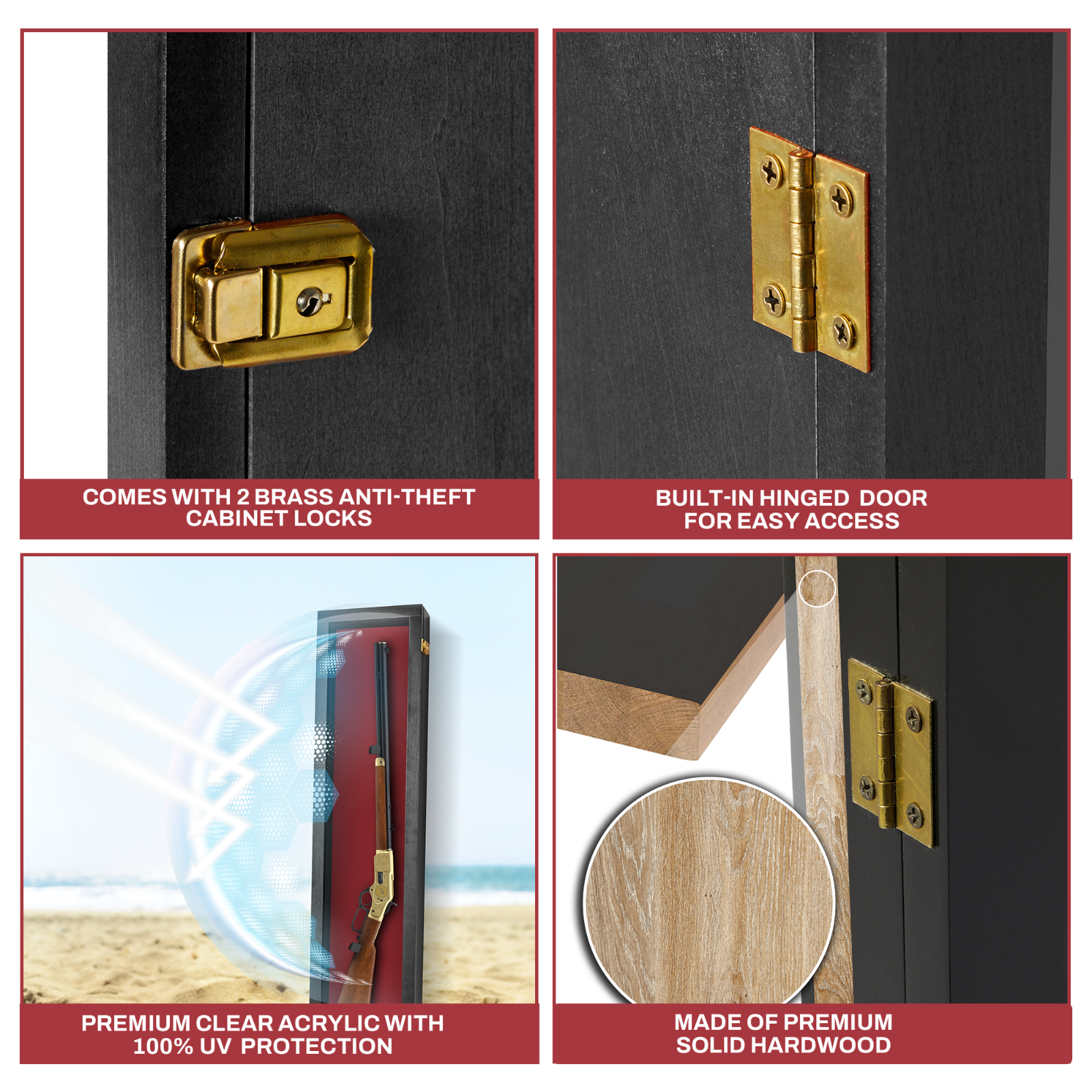 Rifle Gun Display Case Cabinet Wall Rack Replica Airsoft Civil War / USA MADE!