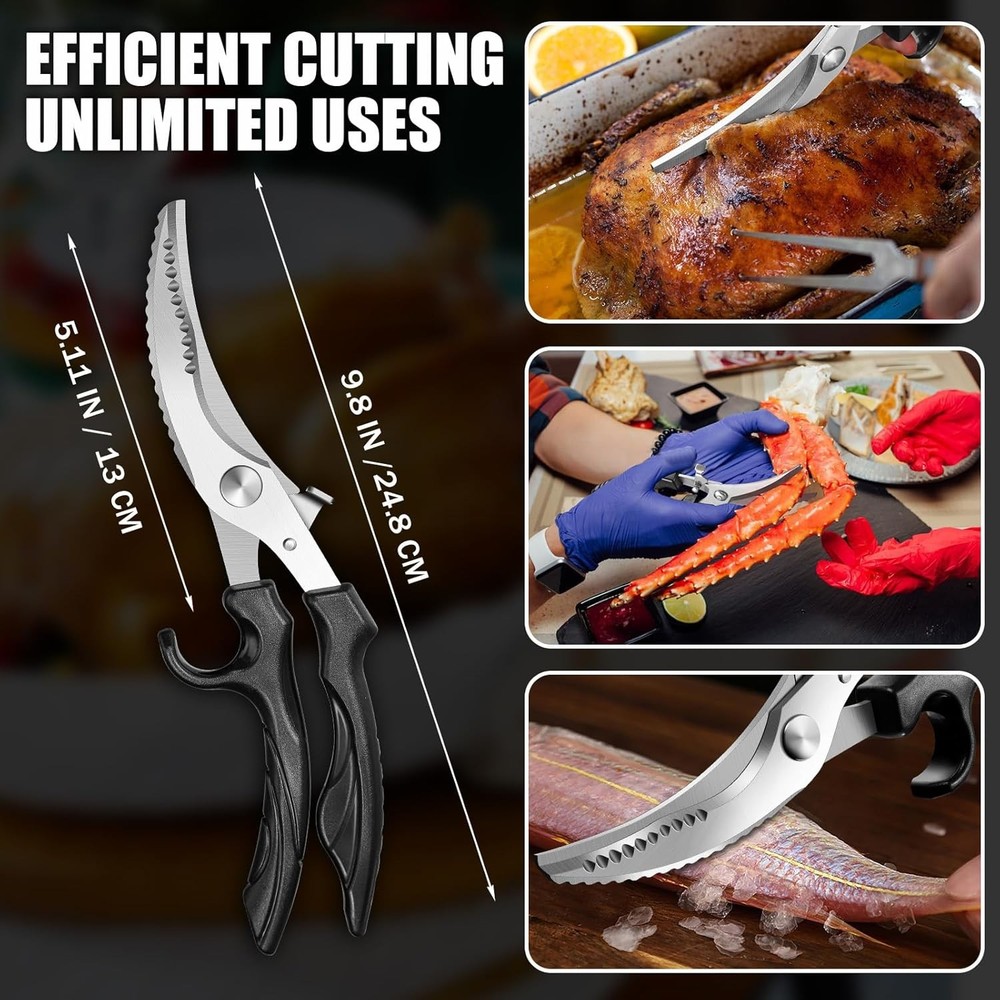 Kitchen Scissors All Purpose - Stainless Poultry Shears Dishwasher Safe