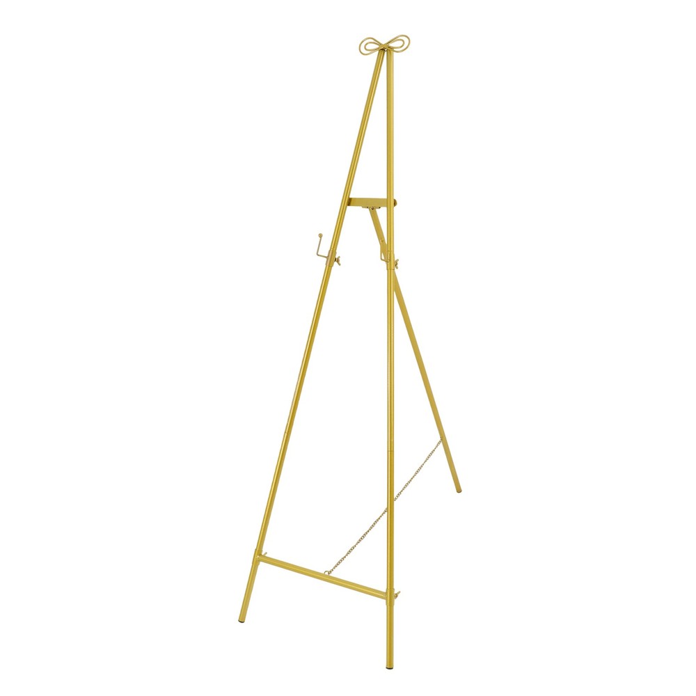 Gold Large Adjustable Floor Standing Easel for Wedding Display Metal Stand