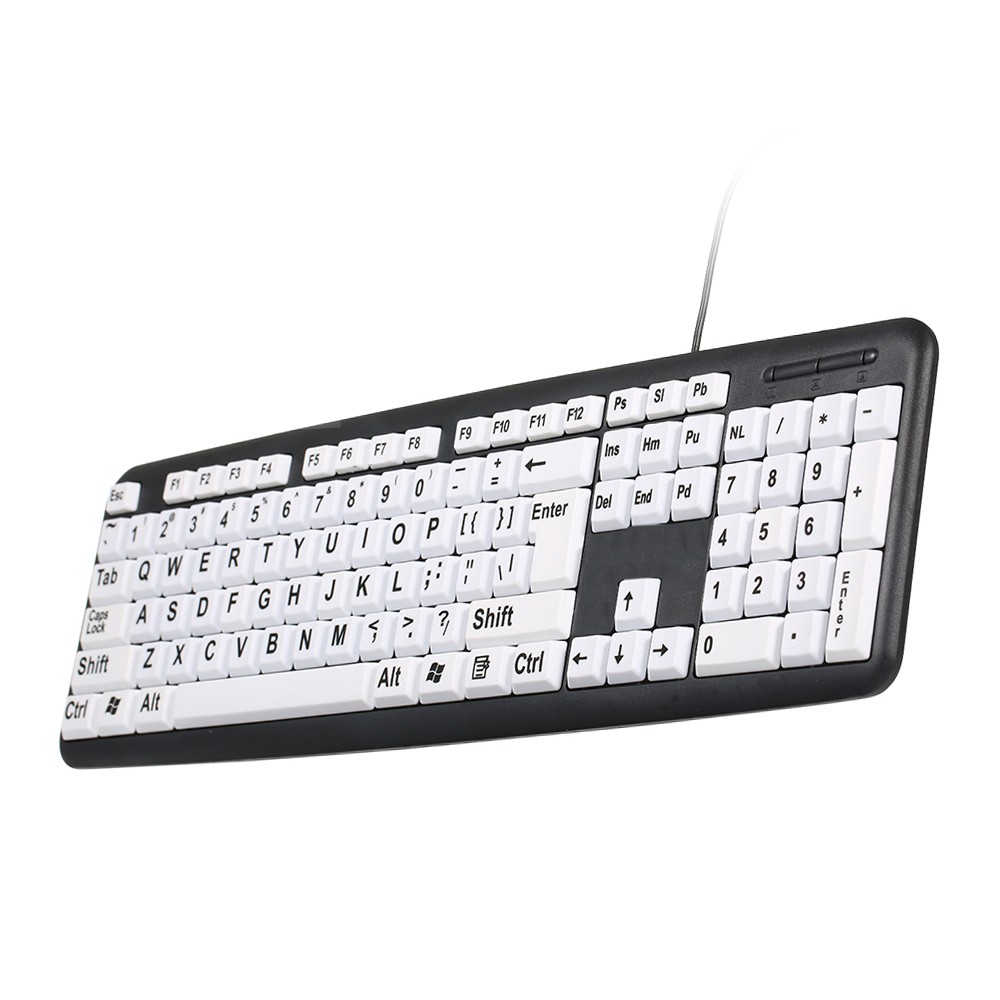 USB Wired Keyboard For Low Users With Large White Keys Black VUSW