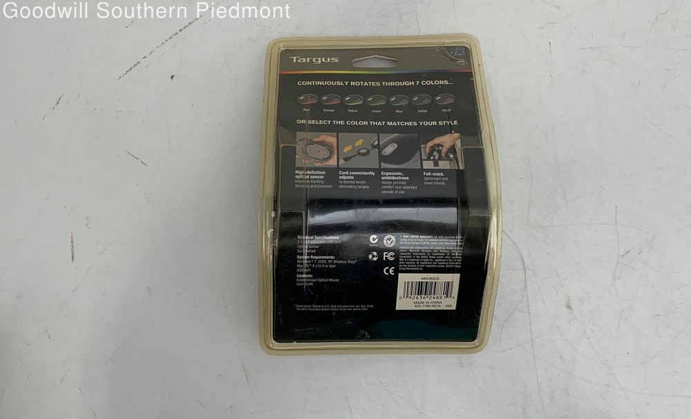 Targus AMU83US Retractable USB Wired Mouse - New