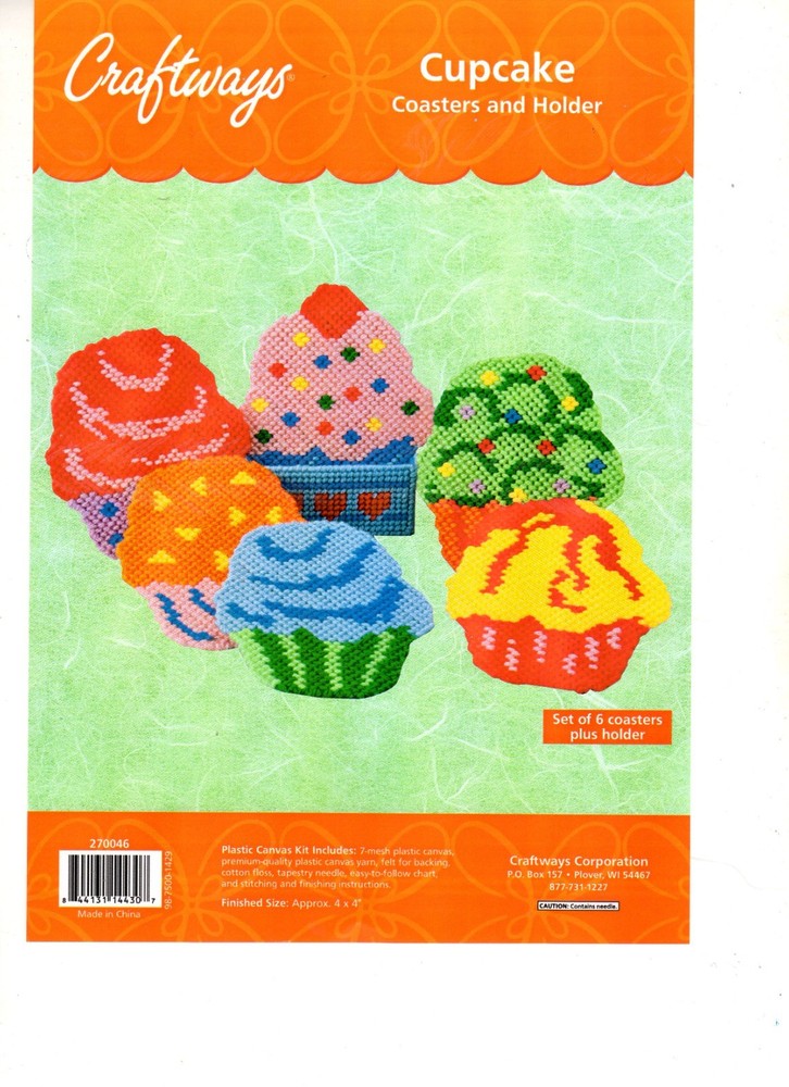 CUPCAKES COASTERS  plastic canvas  PATTERN  (#TF0219)