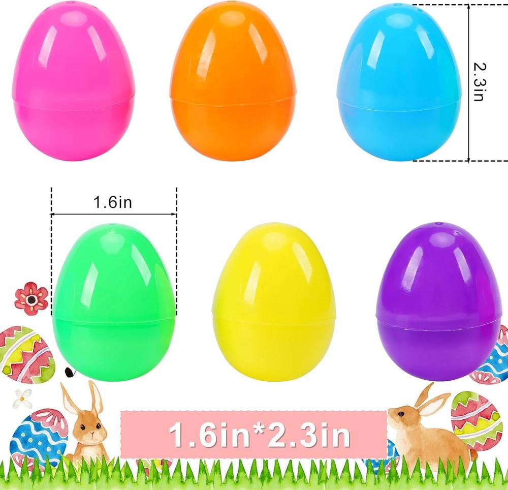 600 Pcs Plastic Easter Eggs,2.35" Bright Colors Easter Eggs for Easter Hunt, Eas