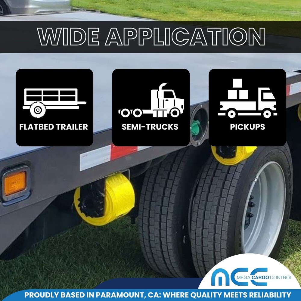 4 Pack Combination Sliding Winch Flatbed Trailer Winch for 2"- 4" Winch Strap