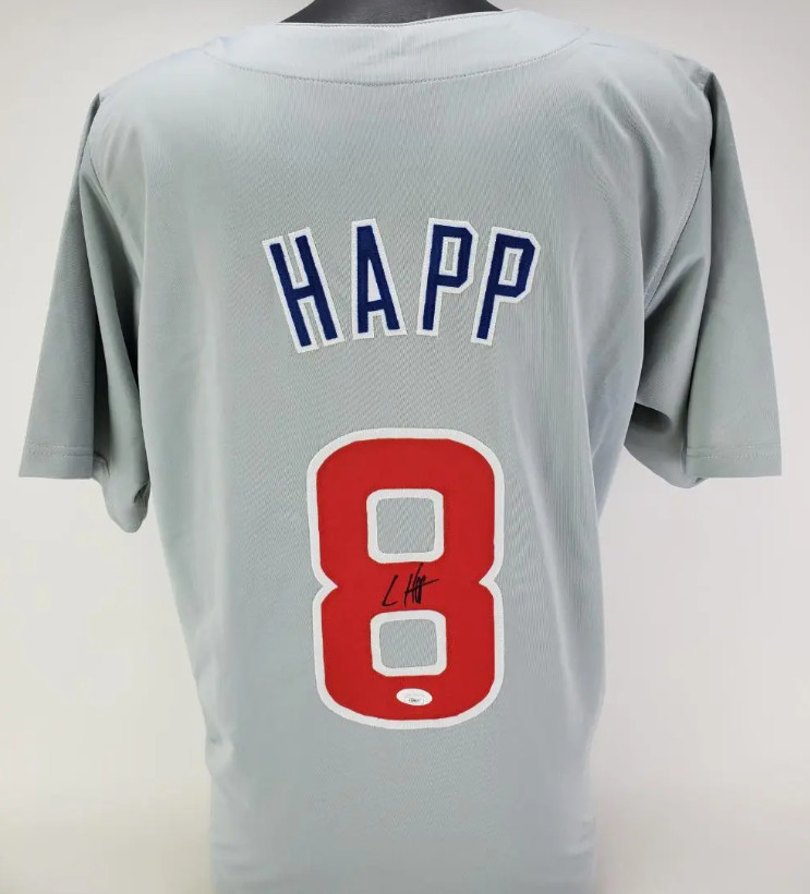 IAN HAPP Signed Chicago Cubs Custom Jersey (JSA Basic COA)