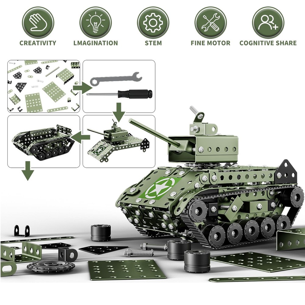 STEM Building Projects Model Army Tank Set - 284 Pieces STEM Project Building...