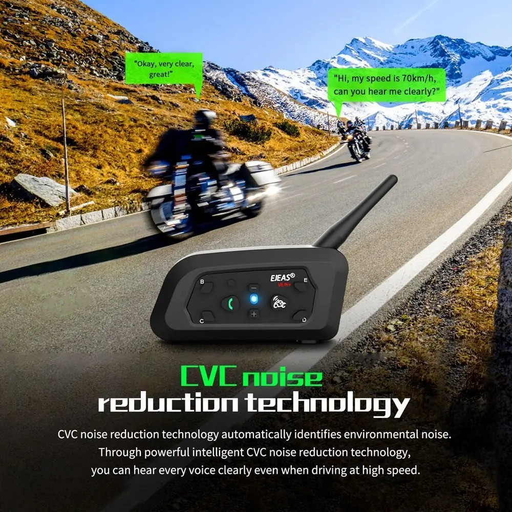 EJEAS V6 Pro Motorcycle Intercom Headset + EUC Handlebar Remote Control 1 Set
