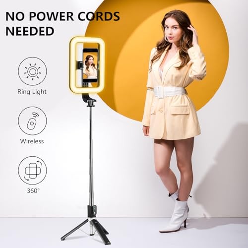 Selfie Ring Light with Stand, Tripod with Dimmable LED Lights, Extendable Ring