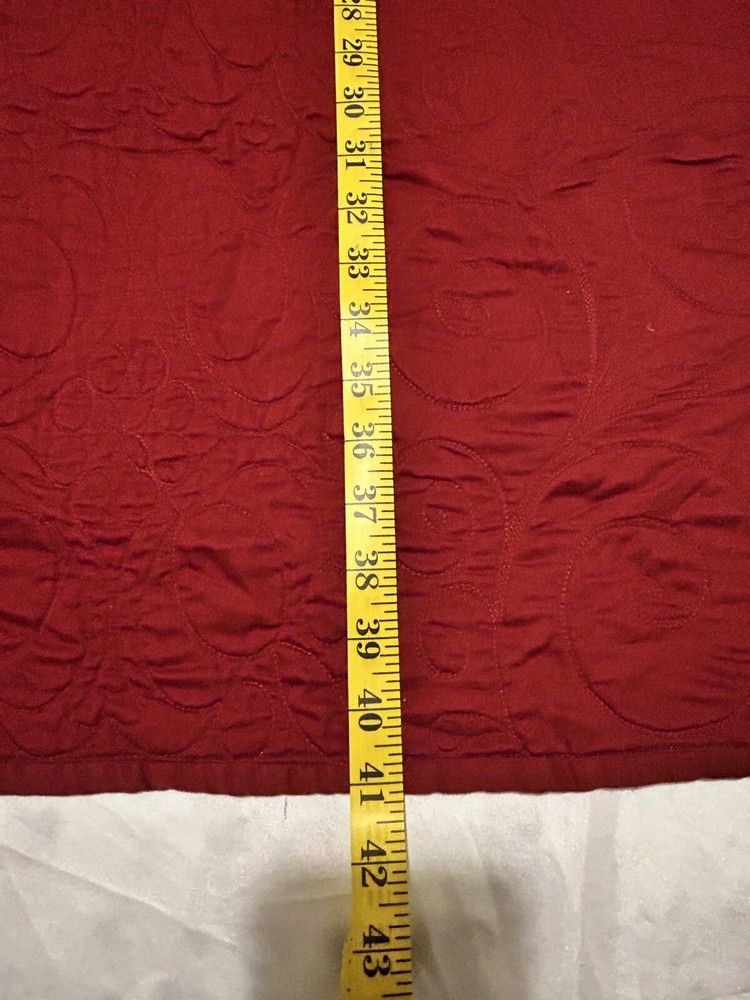 Handmade Patchwork Quilt Throw 41”X37” Red, maroon, floral