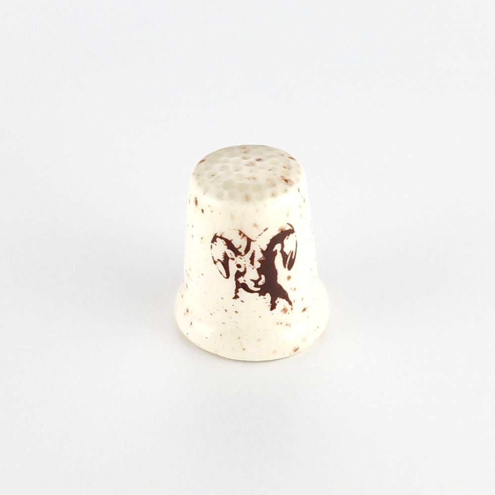 Thimble Aries Zodiac Sign Brown Spec Porcelain Ceramic