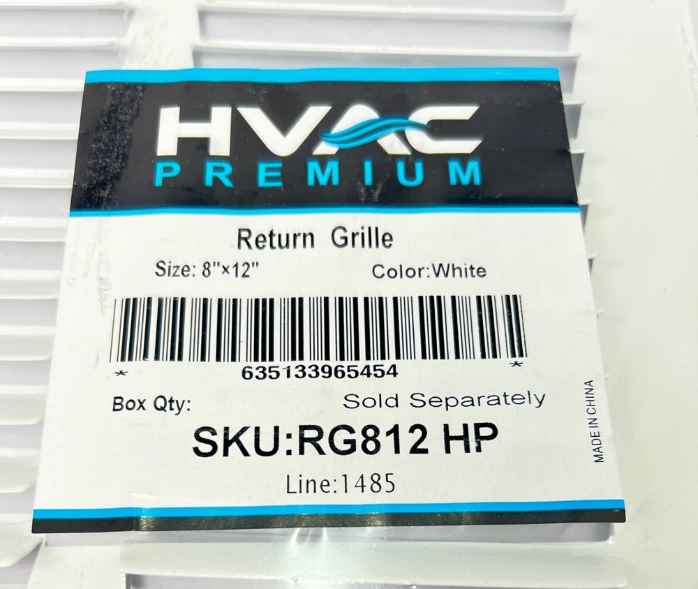HVAC Premium white Rectangular 8”x12” return grille with free 16-in-1 multi-tool