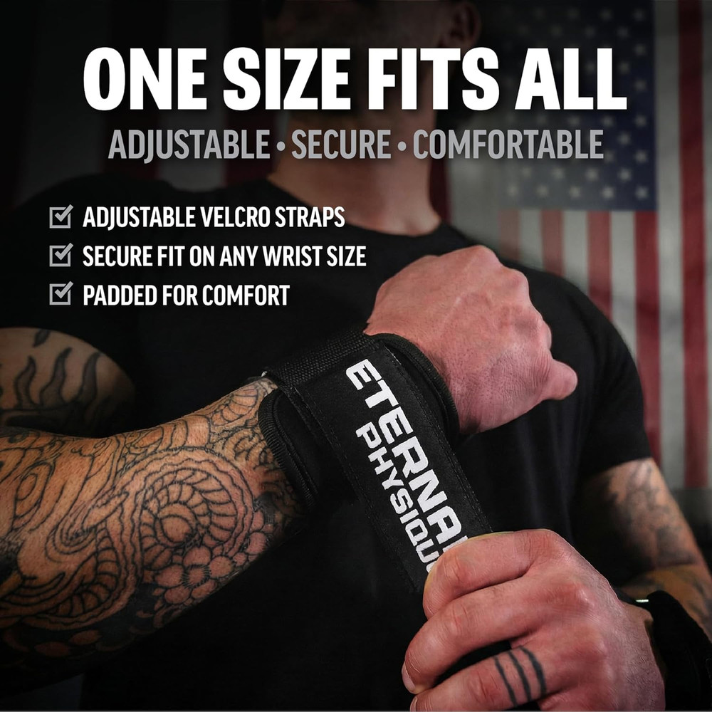 Weight Lifting Hooks (Pair) with D-Ring & Bag, Extra Strong- for Deadlifts, Pull