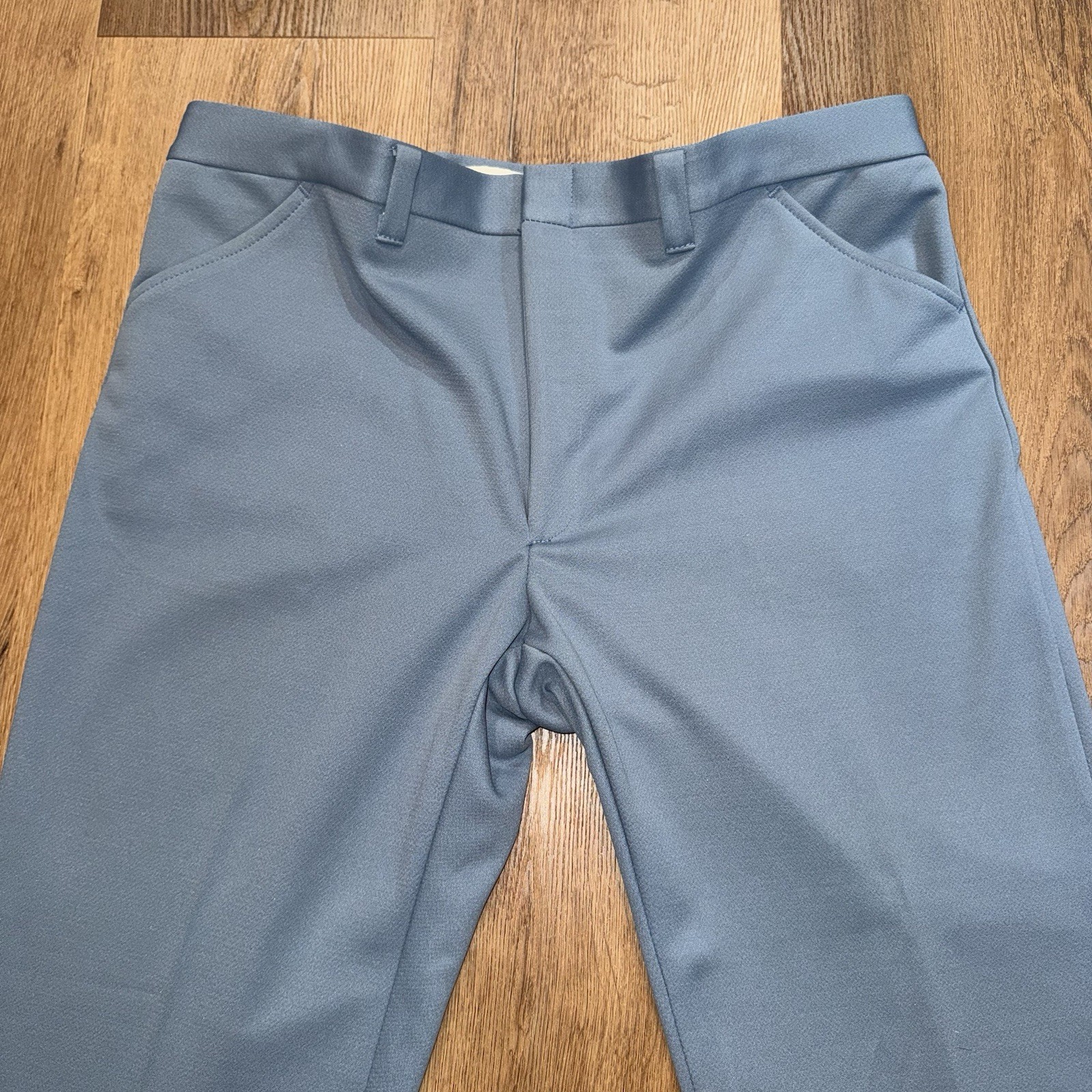 Haband Disco Pants Mens 40 28 Blue Polyester Leisure Suit Disco Mod Vtg 60s 70s