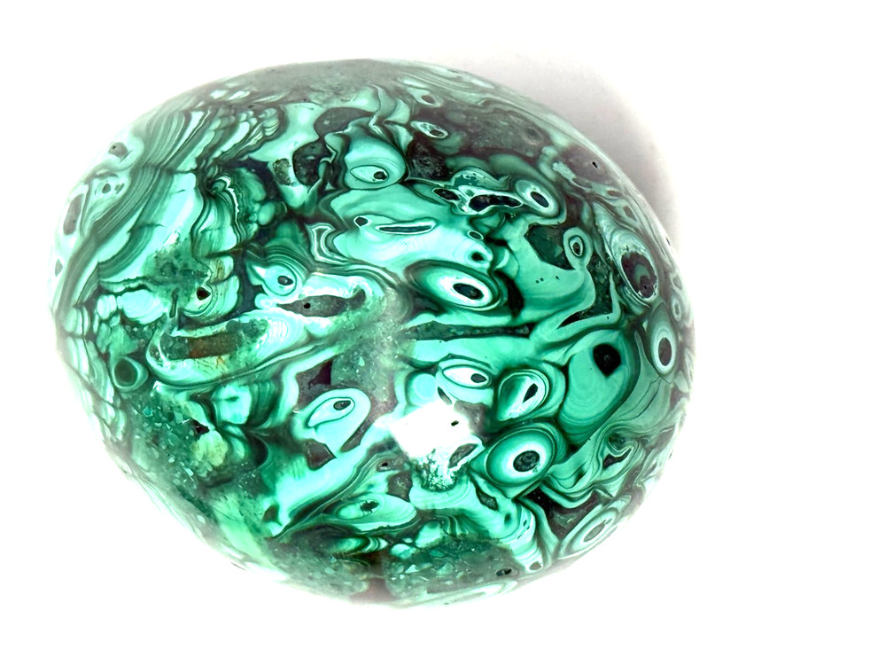 Superb Natural Malachite Hand Carved Egg