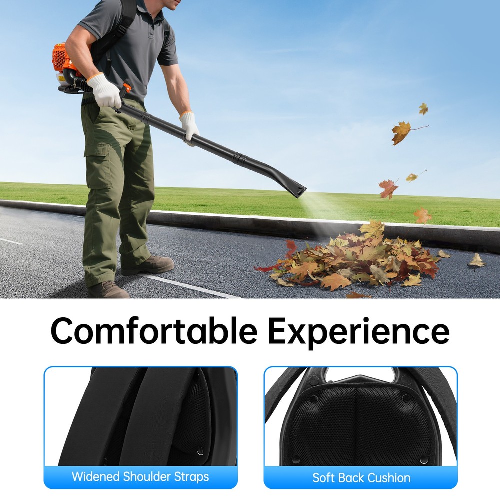 Upgraded 63CC 2-Stroke Backpack Leaf Blower With Adjustable Air Volume