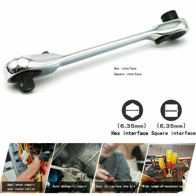 1/4" Mini Double-Ended Quick Socket Ratchet Wrench Rod Screwdriver Bit Tool