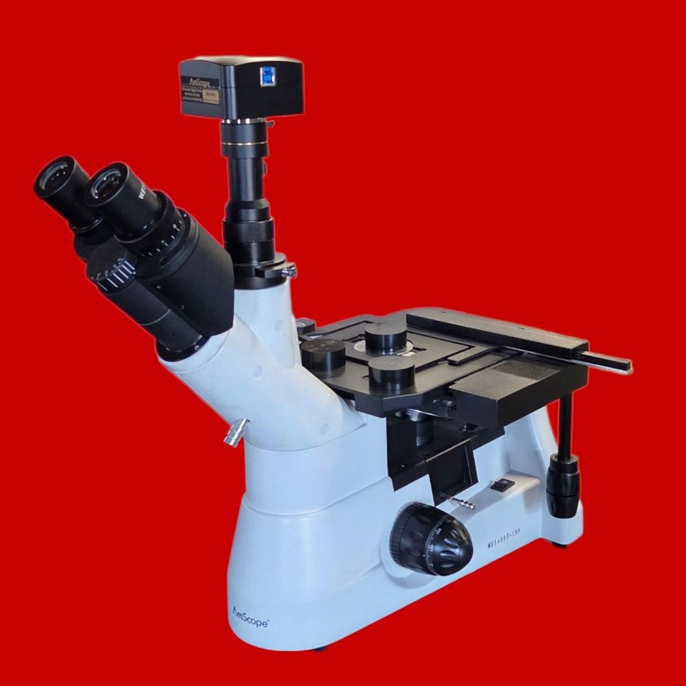 AmScope ME1400 Series Inverted Plan Optics Infinity-Corrected Polarizing Metallu