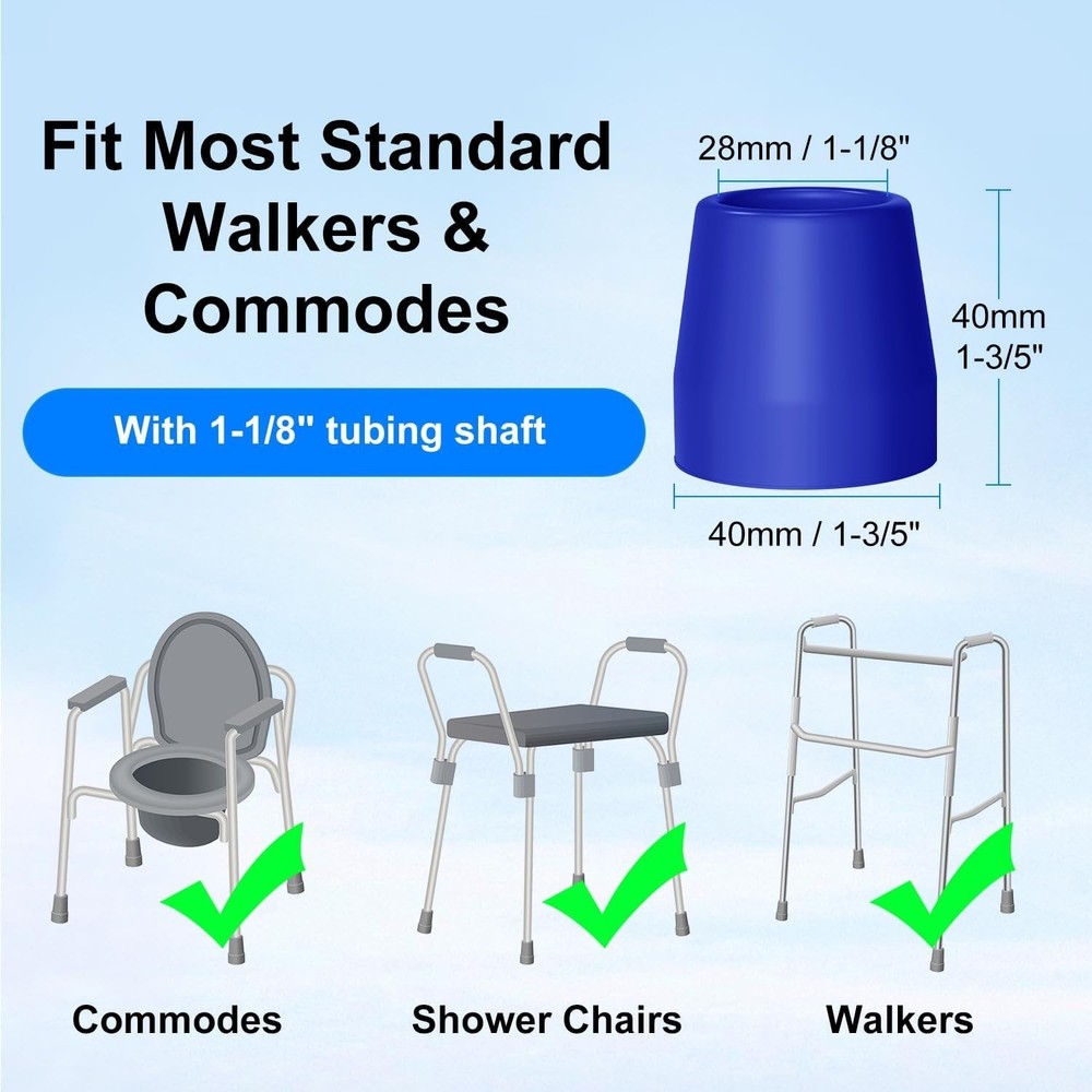 4-Pack Skid-Resistant Walker Tips for Enhanced Mobility - Easy Install in Blue