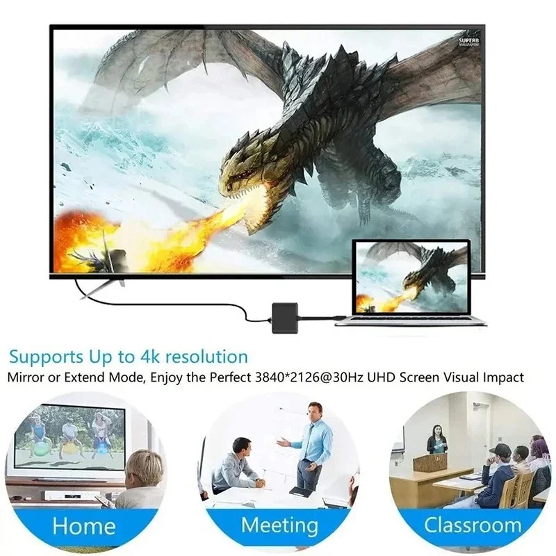 USB C to HDMI 4K and USB 3.0 Adapter Cable