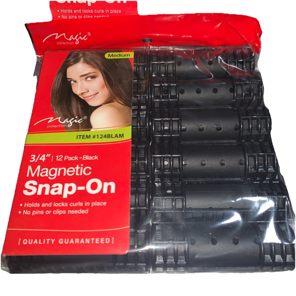 MAGIC COLLECTION MAGNETIC JUMBO ROLLERS 3/4” 2/ 12PACK BLACK - Total 24 roller