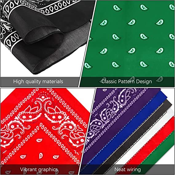 12 Pcs Lot 100% Cotton Paisley Print Bandana Face Cover Head Warp Headband Scarf