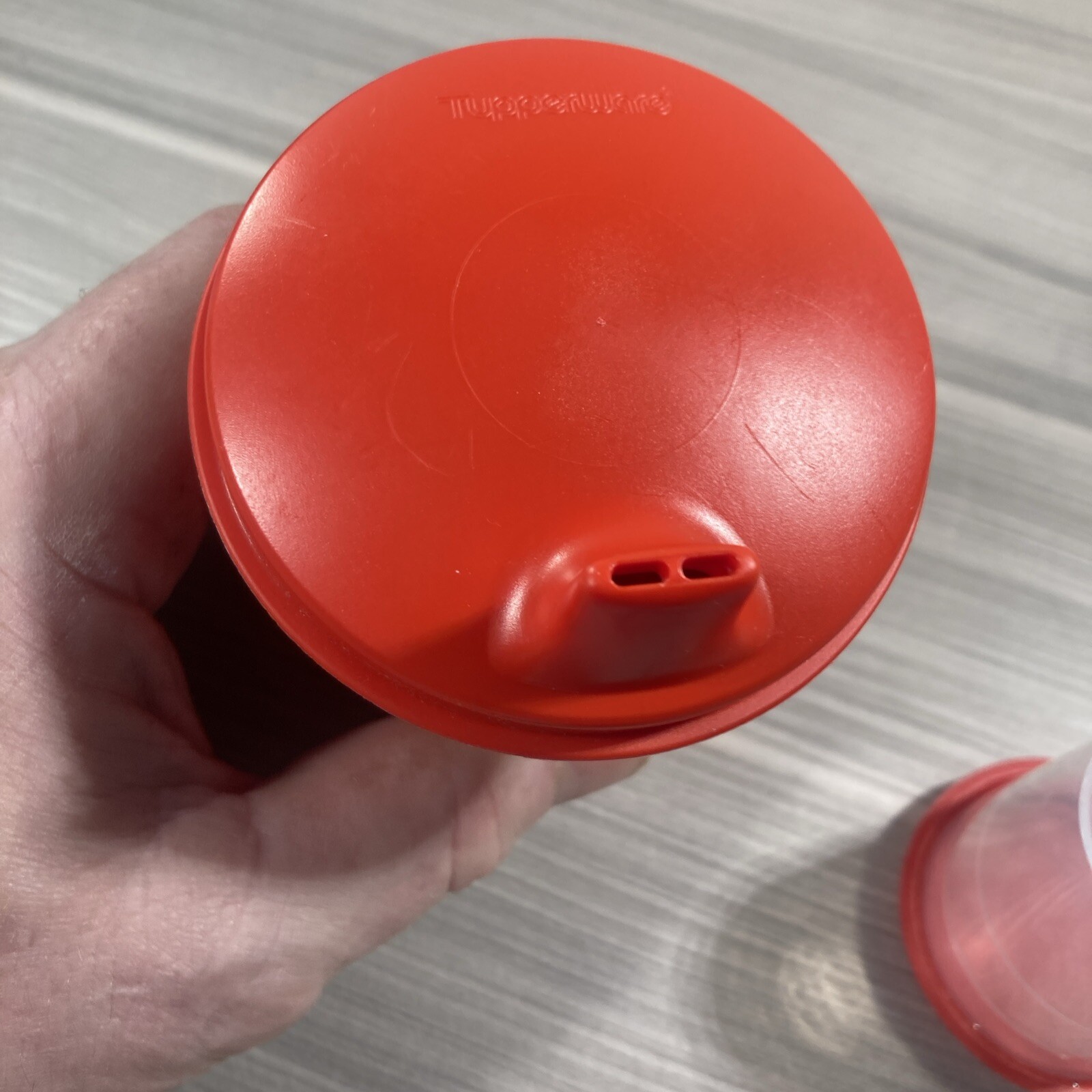 Tupperware Bell Tumbler w/ Sippy Lid 2 Midgets and Snack Cup in Red New!