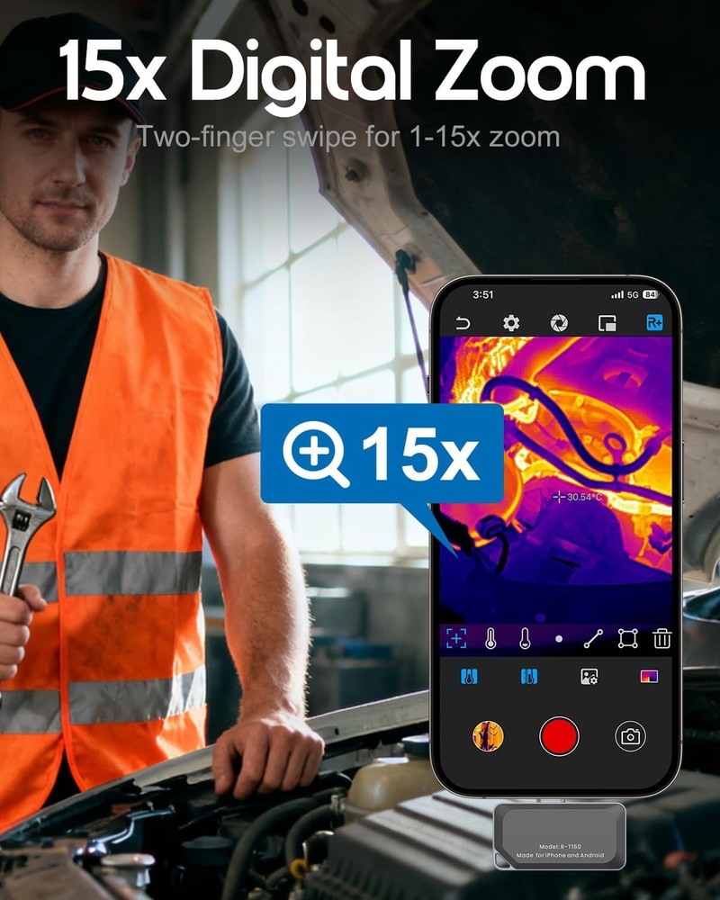 REVASRI Thermal Camera for iPhone and Android, 320×240 Super IR Resolution Th...