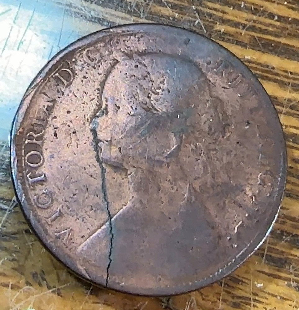 1864 New Brunswick Canada Large Cent Neat Cracked Planchet Error CHRC